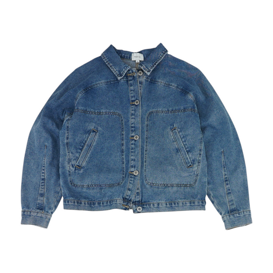 Blue Solid Denim Jacket
