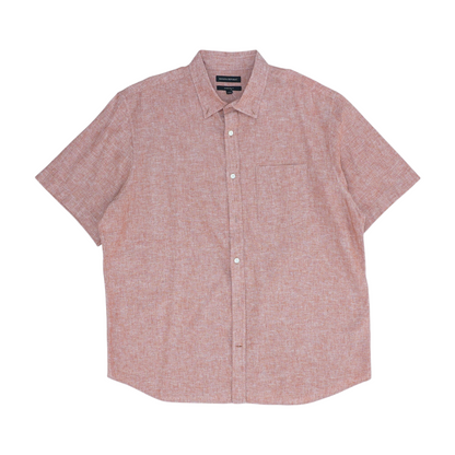 Orange Solid Short Sleeve Button Down