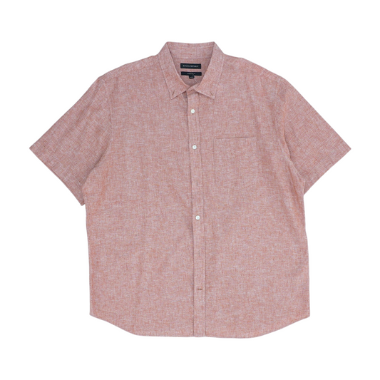 Orange Solid Short Sleeve Button Down