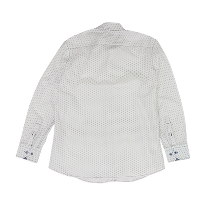 White Print Long Sleeve Button Down