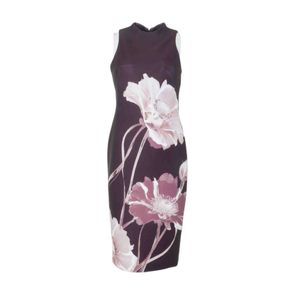 Purple Floral Midi Dress
