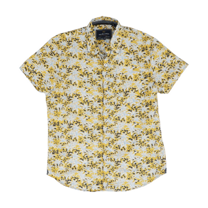 Orange Print Short Sleeve Button Down