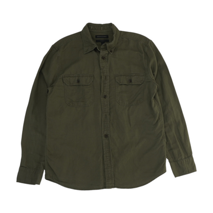 Green Solid Long Sleeve Button Down