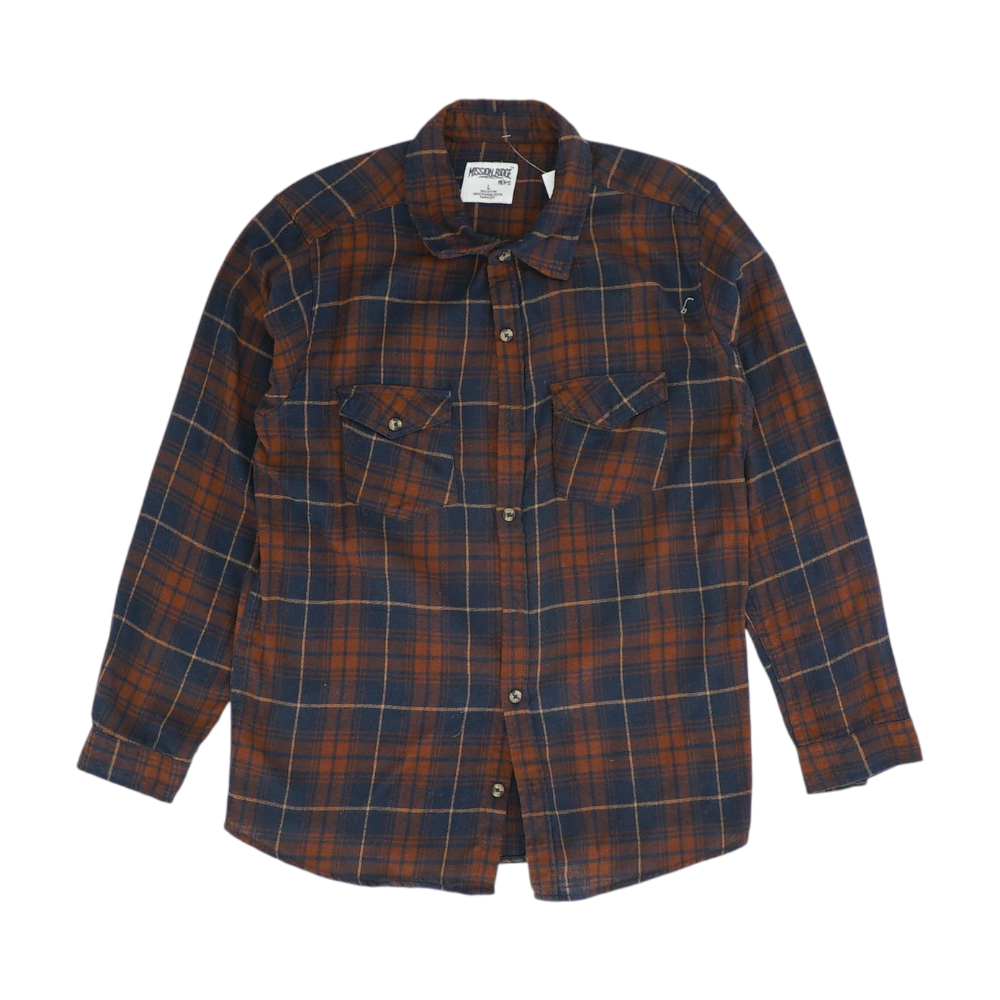 Navy Plaid Flannel Button Down
