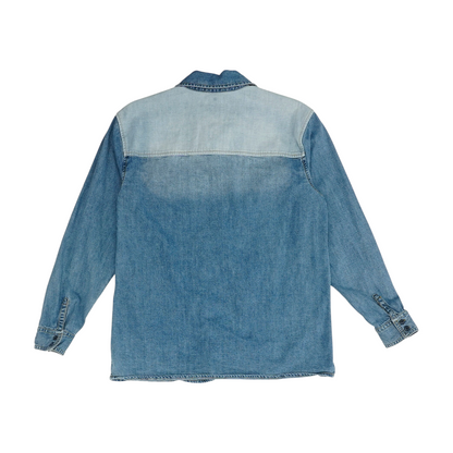 Blue Color Block Long Sleeve Button Down