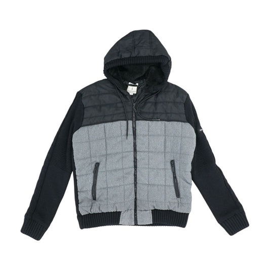 Gray Color Block Puffer Jacket