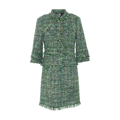 Green Abstract Skirt Suit Set