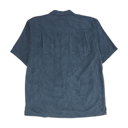 Blue Solid Short Sleeve Button Down