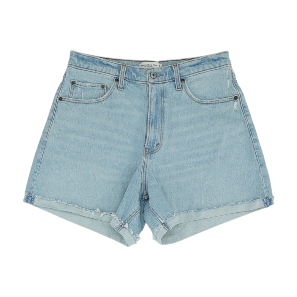 Blue Solid Denim Shorts