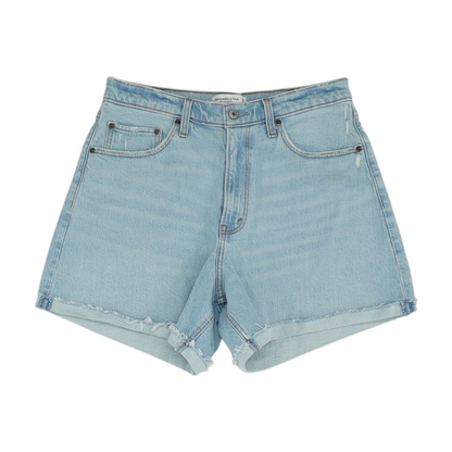 Blue Solid Denim Shorts