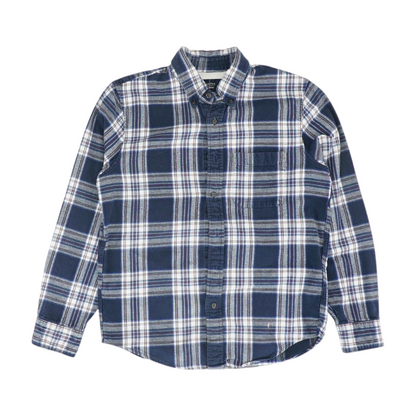 Navy Plaid Flannel Button Down