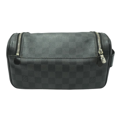 Black Toiletry Pouch in Damier Graphite