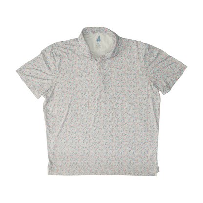 White Print Short Sleeve Polo