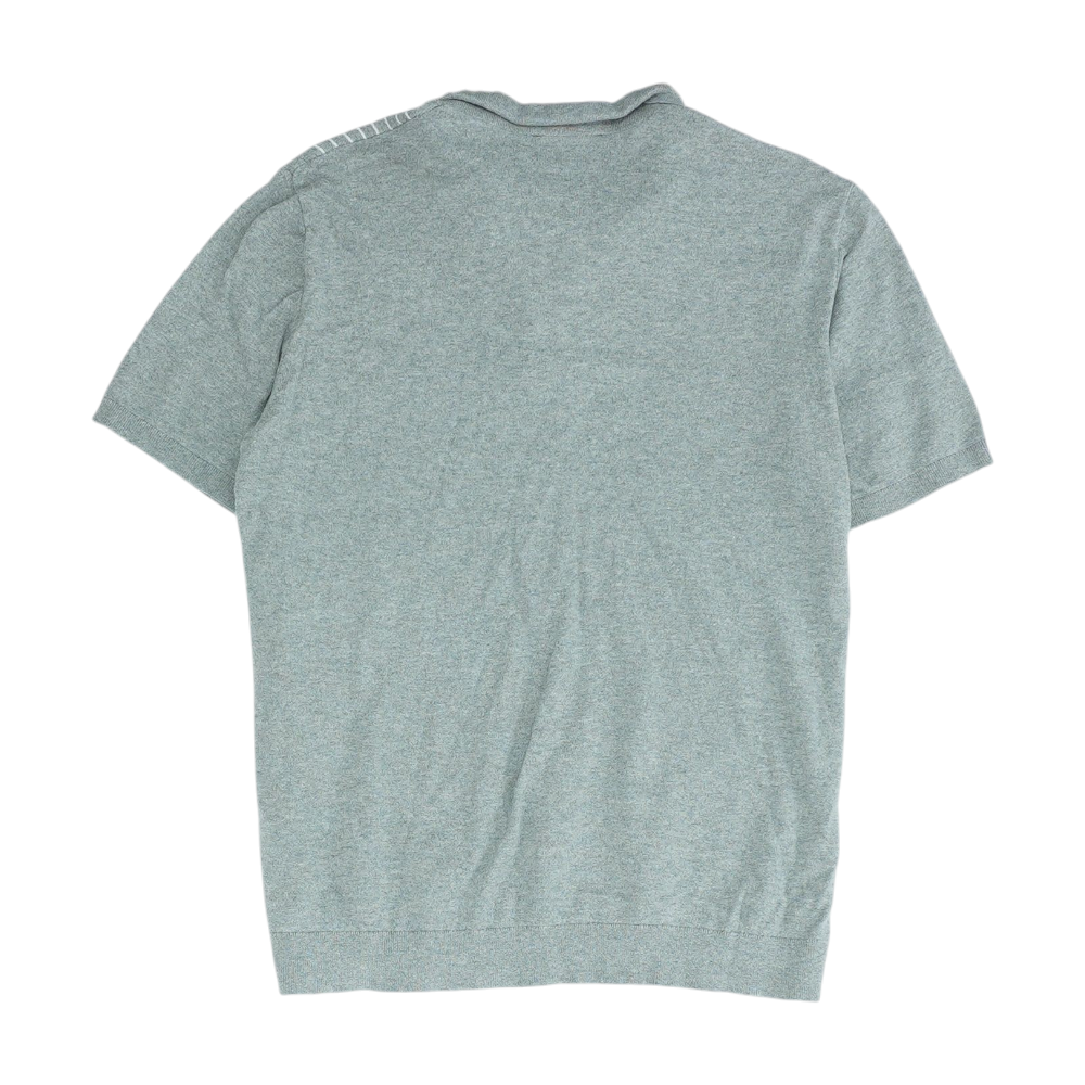 Gray Striped Short Sleeve Polo