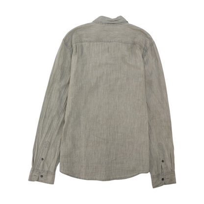 Gray Solid Long Sleeve Button Down