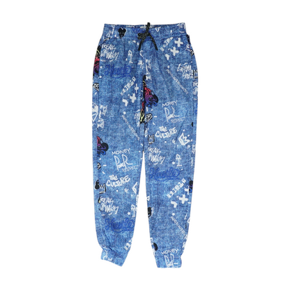 Blue Graphic Regular Pants