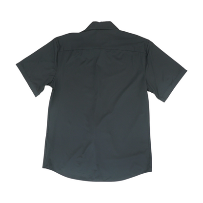 Black Solid Short Sleeve Button Down
