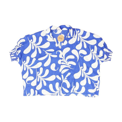 Blue Graphic 3/4 Sleeve Blouse