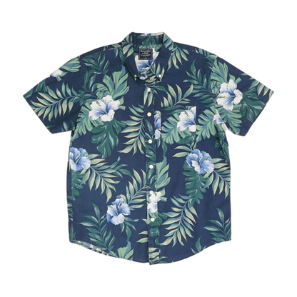 Navy Floral Short Sleeve Button Down