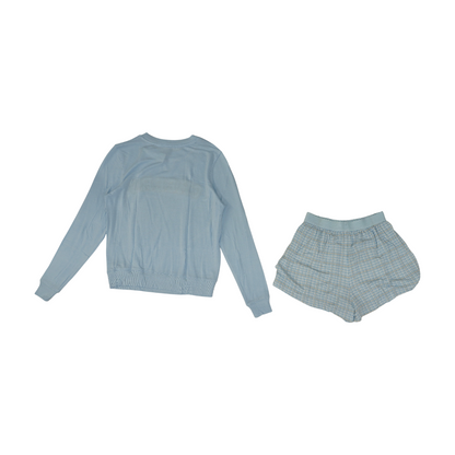 Blue Solid Pajama Set