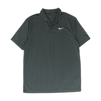 Gray Striped Short Sleeve Polo