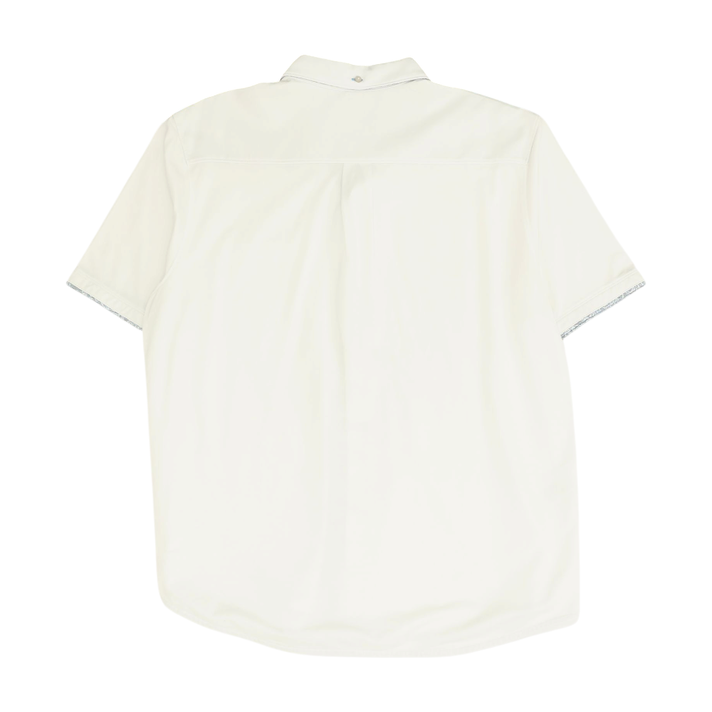 White Solid Short Sleeve Button Down