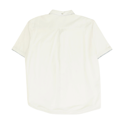White Solid Short Sleeve Button Down