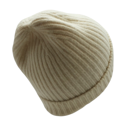 White Wool Beanie with Black Star