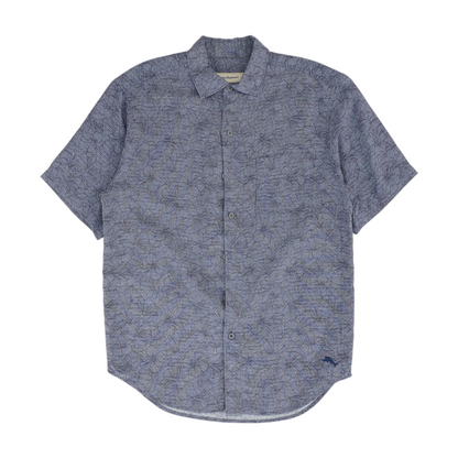 Indigo Floral Short Sleeve Button Down