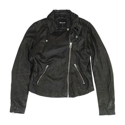 Black Solid Leather Jacket