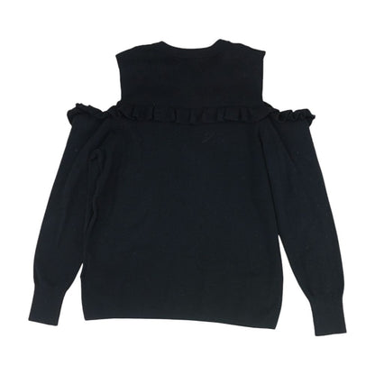 Black Solid Cold Shoulder Knit Top