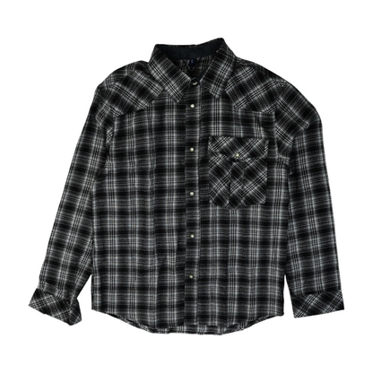 Black Plaid Flannel Button Down