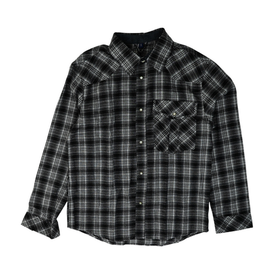 Black Plaid Flannel Button Down
