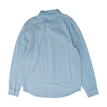 Blue Solid Long Sleeve Button Down