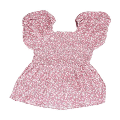 Pink Floral Short Sleeve Blouse