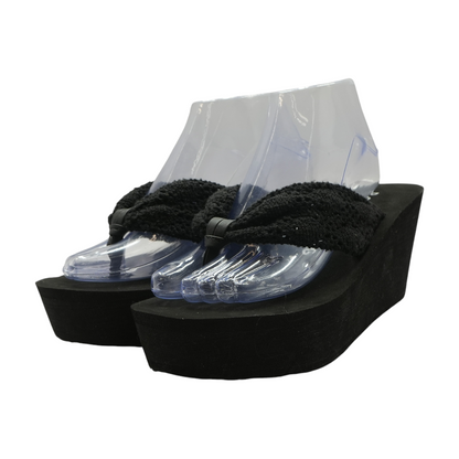 Black Wedged Sandals