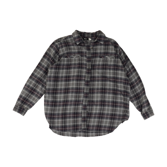 Gray Plaid Flannel Button Down