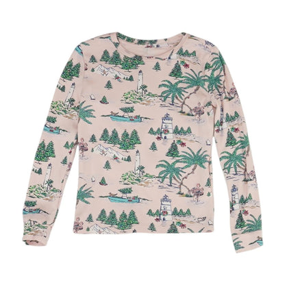 Pink Graphic Pajama Top
