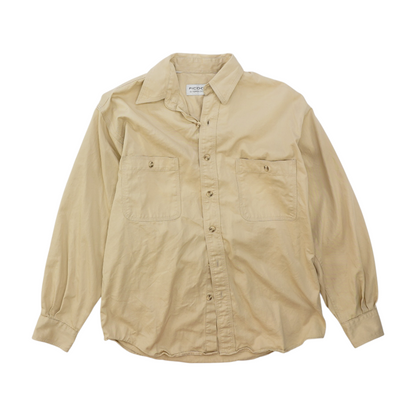 Beige Solid Flannel Button Down