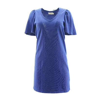 Blue Solid Mini Dress
