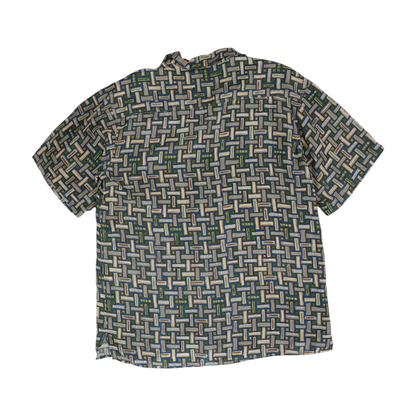 Vintage Green Abstract Short Sleeve Button Down