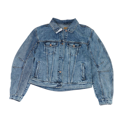 Blue Solid Denim Jacket