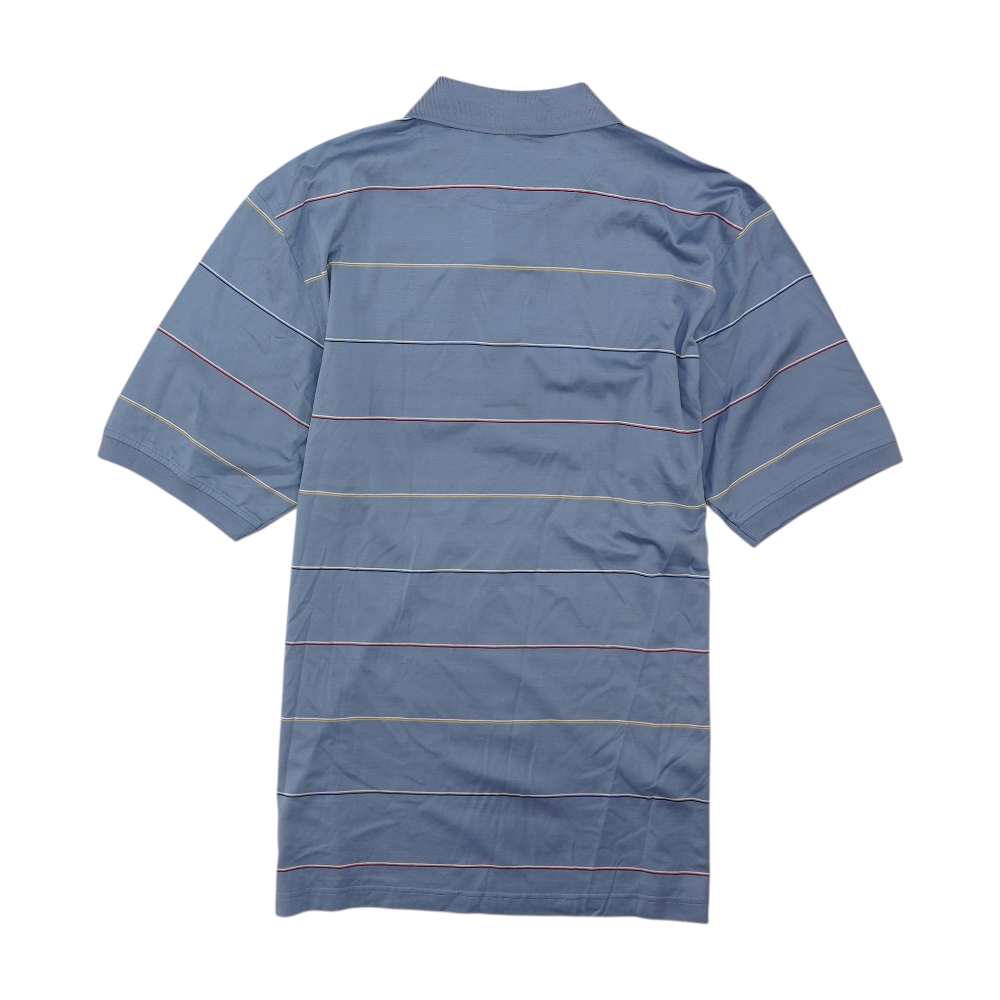 Blue Striped Short Sleeve Polo