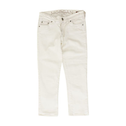 White Solid Mid Rise Regular Jeans