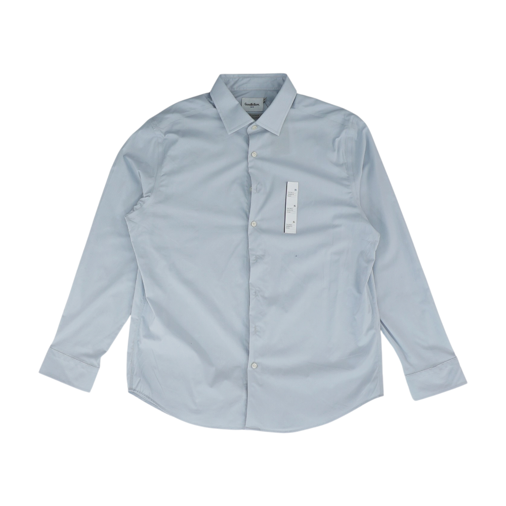 Gray Solid Long Sleeve Button Down