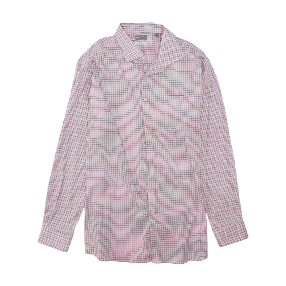 Pink Tall Plaid Long Sleeve Button Down