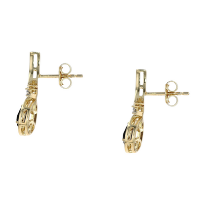 5/8 ctw 10K Yellow Gold Onyx Drop Earrings