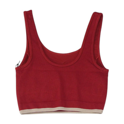Red Solid Sports Bra