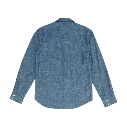 Blue Solid Long Sleeve Button Down