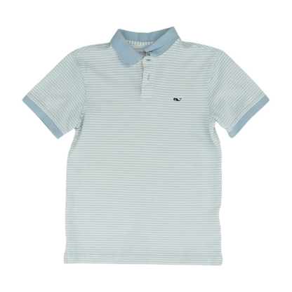 Blue Striped Short Sleeve Polo